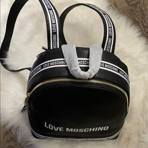 LOVE MOSCHINO PEBBLE LEATHER LOGO BACKPACK BLACK